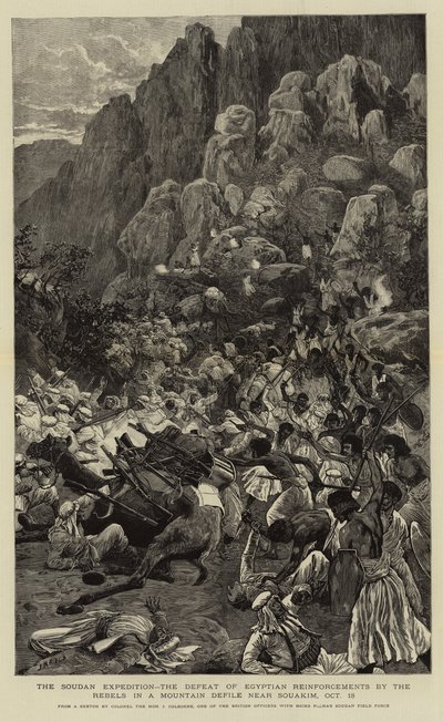 The Soudan Expedition, the Defeat of Egyptian Reinforcements by the Rebels in a Mountain Defile near Souakim, 18 October by Joseph Nash